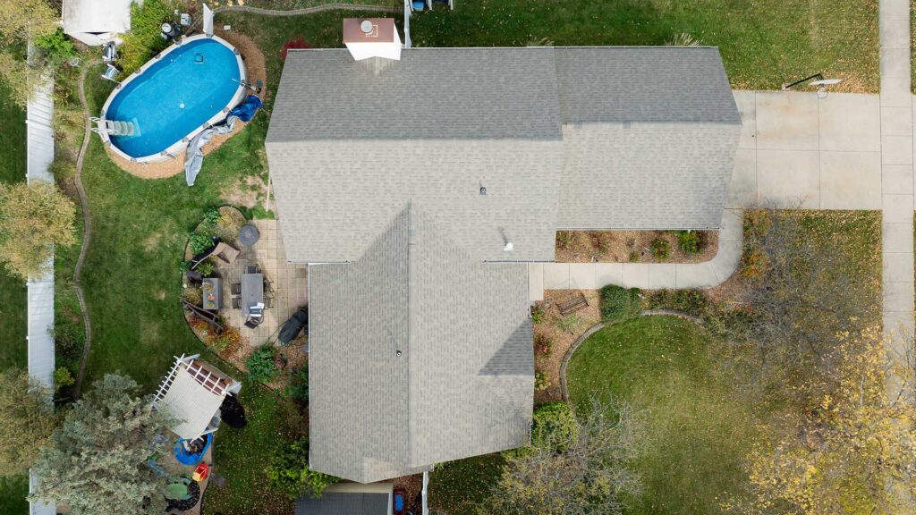 Overhead shot of a newly finished roof, highlighting expert roofing services for a flawless and durable finish.